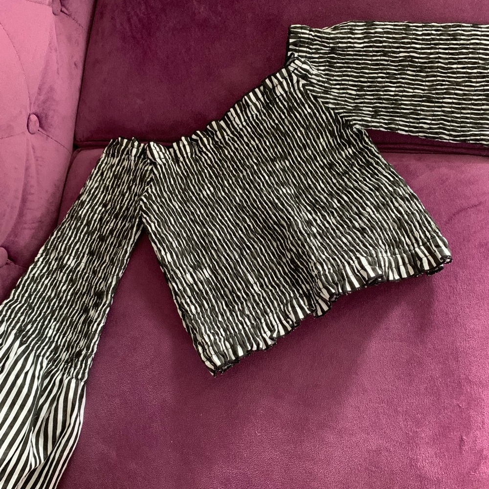 Striped black and white crop top